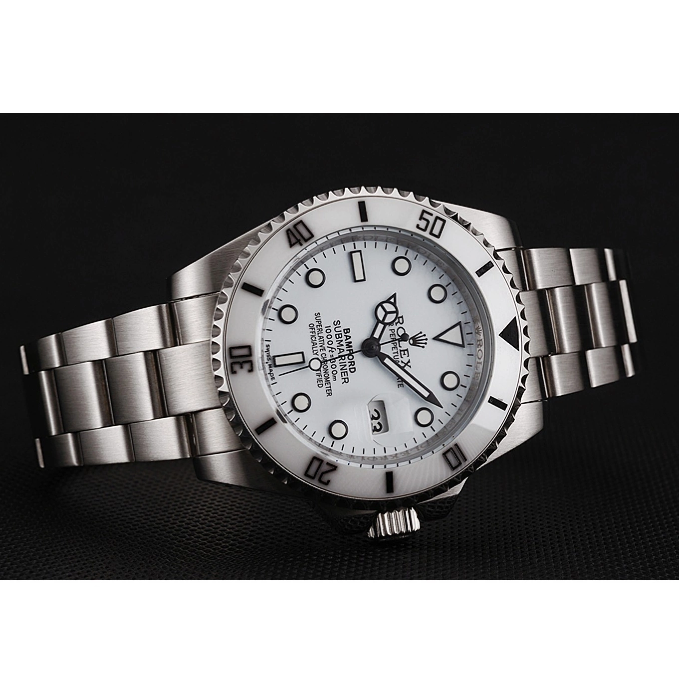 Aaa fake watches Bamford 1453863 Submariner Bracelet Steel Stainless Rolex White Dial 0712